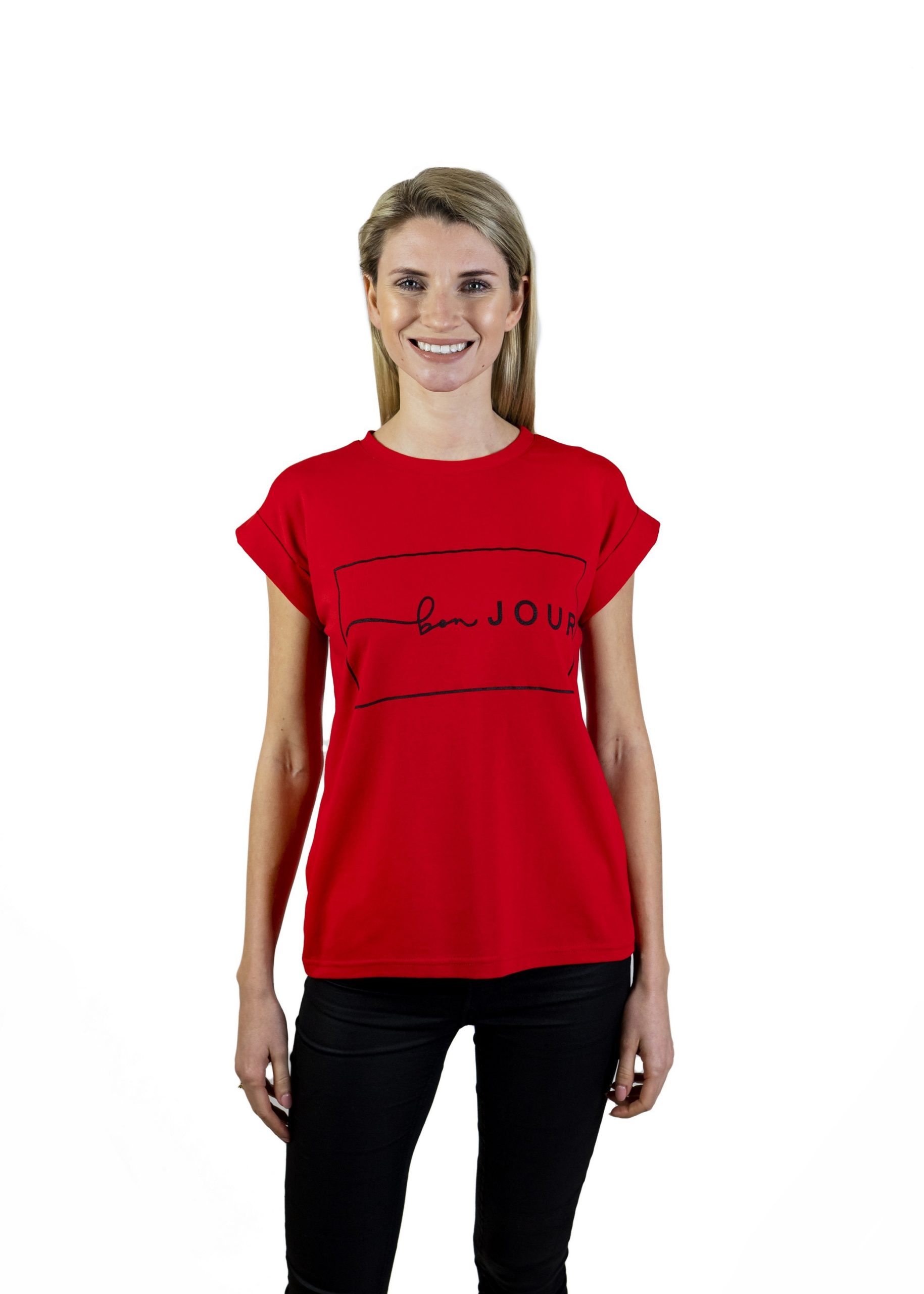 T-Shirt z napisami czerwony (TS16)